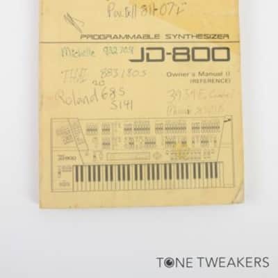 ROLAND JD-800 OWNERS MANUAL II REFERENCE synthesizer book VINTAGE SYNTH DEALER