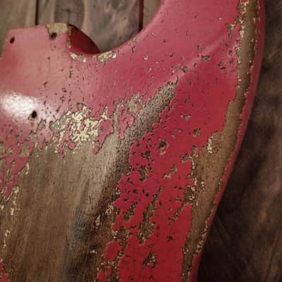 #202624 :: Baldman's Relic Stratocaster body in Heavy Relic Hot Rod Red nitro finish :: Roadworn Aged image 14