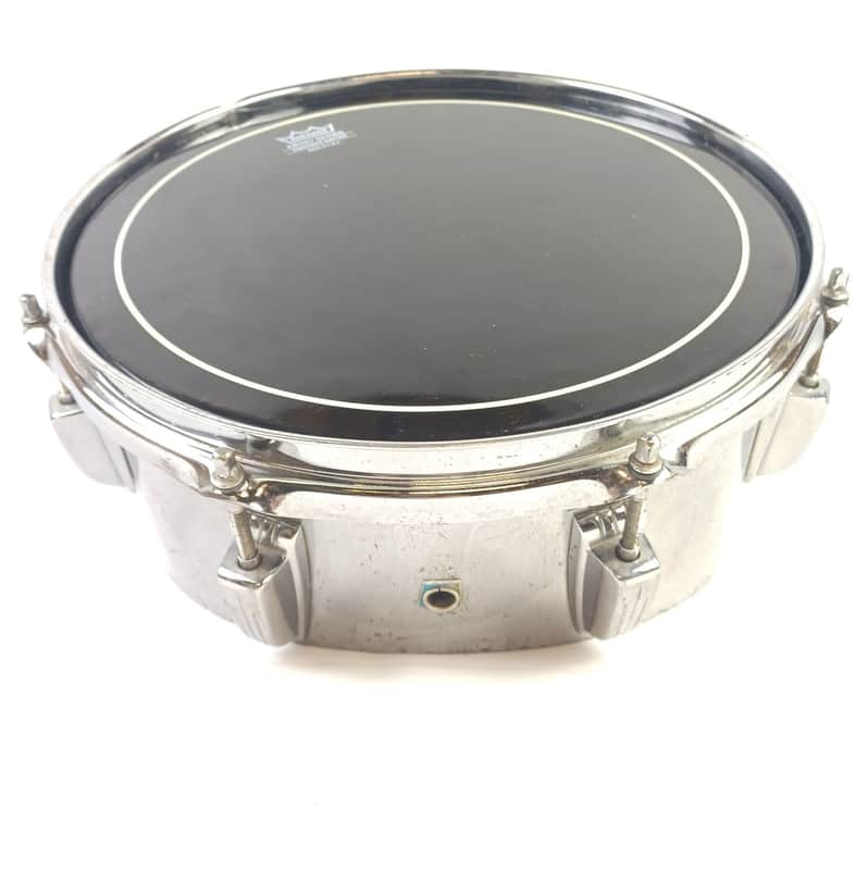 Ludwig 4x10x12"Chrome Over Wood Power Cut Blue/Olive Marching Trio Tom Drum COW image 1