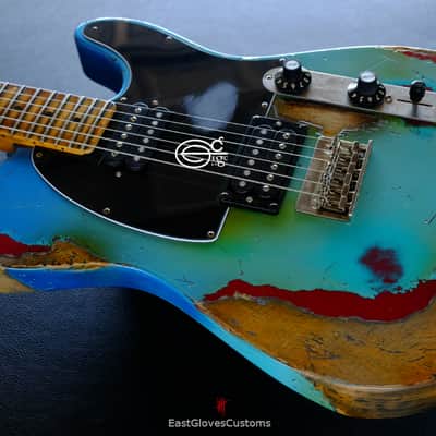 Fender Telecaster Blacktop HH Daphne Blue/Pelham Blue Heavy Aged Relic image 4