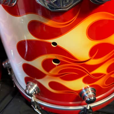 Rikki Rockett's Poison, 1990-1992 Flesh and Blood Tour DW 7-Piece Drum Set Early 1990s - Custom Red Flame Graphic by Cycle Fab image 24
