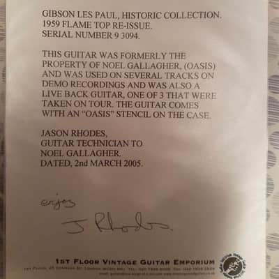 Gibson Les Paul '59 Reissue formerly owned and played by Noel Gallagher image 6