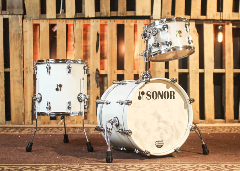 Sonor SQ2 Medium Maple Pure White High Gloss Drum Set - 18x14, 12x8, 14x13 image 1
