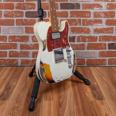 Fender Custom Shop 2020 Winter NAMM Ltd 60 Telecaster Custom Aged Olympic White Over 3-Color Sunburst Heavy Relic 2020 w/OHSC image 3