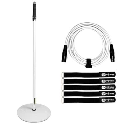 Gravity GMS23W DJ Pro Audio Microphone Stand w/Round Base in White + XLR Cable image 1