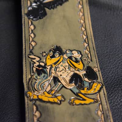 Guitar Leather strap 3.5" Black Crowes this is custom but will show anything can go on a strap image 10