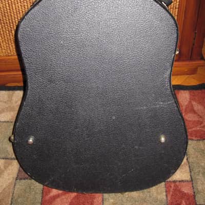 used genuine Gibson Dreadnought Hardshell Case from 2000s - Black Tolex Exterior, Wood Construction, Blue Plush Padded Interior, Gold Colored Hardware, lid has Gibson Acoustic Logo, fits square / round shoulder & cutaway dreadnought (NO guitar included) image 13