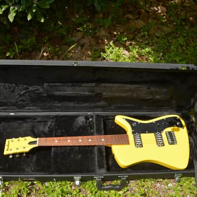 2023 Airline Bighorn Guitar in a TV Yellow finish w/New Black Dunlop Straploks & comes in a New Black Gator Hardshell Case ~ As New ! image 15