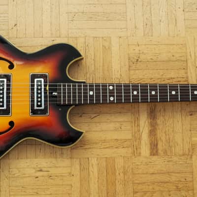 Video! Sakai (Teisco -ish) "Barney Kessel-style" Thinline ~1972 made in Japan - Pro Setup, Player Ready image 2