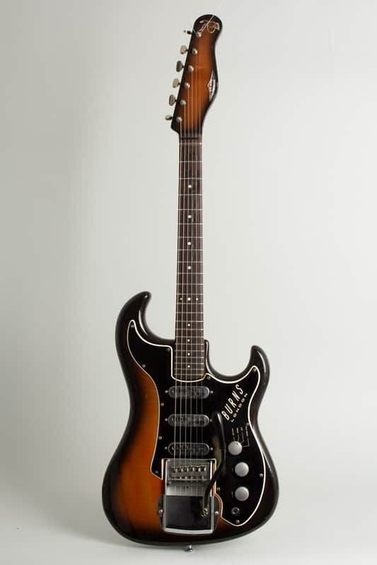 Burns Jazz Split Sound Solid Body Electric Guitar (1964), ser. #9652, black alligator hard shell case. image 1