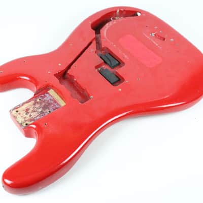 1976 Vintage Fender Precision Bass Bright Red Refinish Alder 4-Bolt BODY PBass 1970s USA image 8