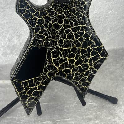 Late 1980's B.C. BC Rich NJ Series Warlock bass guitar in white crackle finish image 18