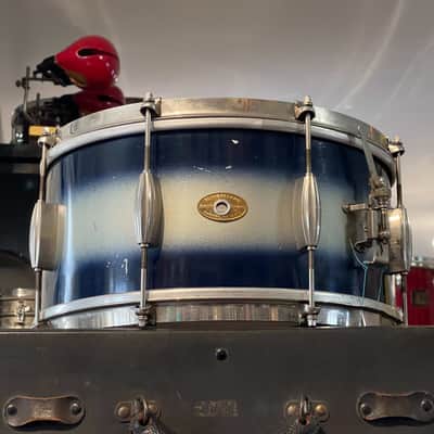 1950's Slingerland 6.5x14 Blue & Silver Duco Student Model Radio King Snare Drum image 1