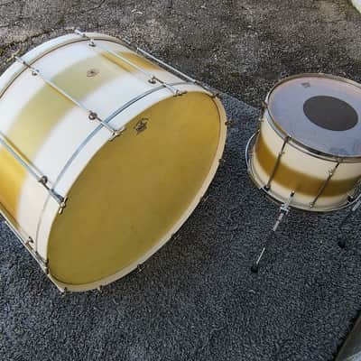 30's Ludwig White/Gold Duco 2PC (32"x16" Tube Lug BD + 16"x12" FT) Drum Set image 16