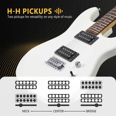 Glarry GST Electric Guitar HH Pickup w/20W Amplifier - White image 7
