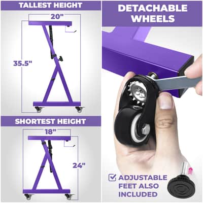 Liquid Stands Z-Style Keyboard Stand with Wheels - Fits 54-88 Key Electric Pianos - Sturdy Rolling Musical Keyboard Stand (Purple) image 3