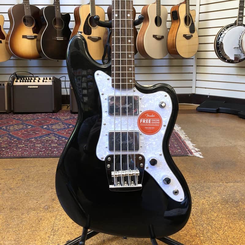 Squier Paranormal Rascal Bass HH Metallic Black w/Matching Headstock image 1