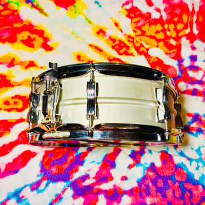 Ludwig L-404 Acrolite 5x14" 8-Lug Aluminum Snare Drum with Rounded Blue/Olive Badge 1979 - 1993 - Gray image 2