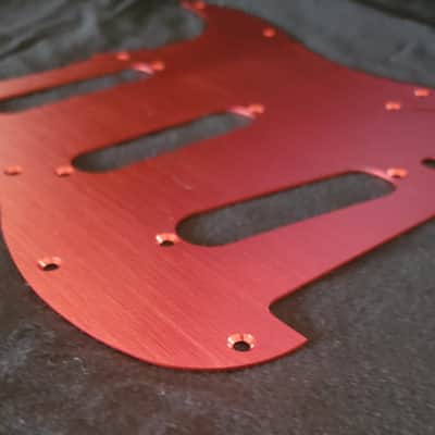 HIVE 11-Hole Strat Style Pickguard SSS Anodized Aluminum - Brushed RED image 2