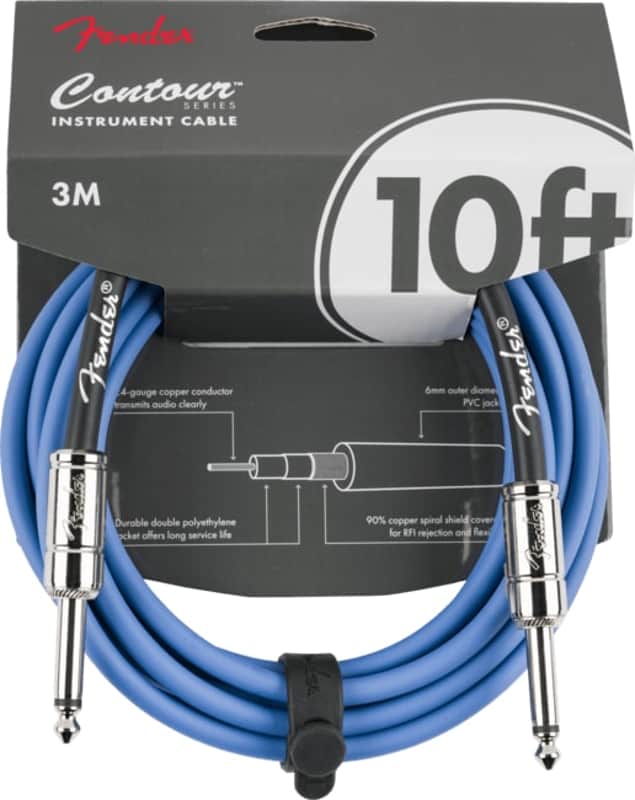 Fender Contour Series Instrument Cable, Straight, 10' ft, Lake Placid Blue image 1