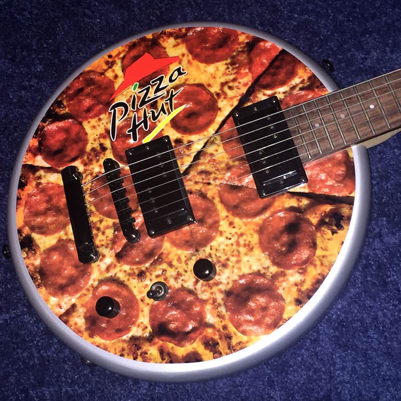 PIZZA HUT Promo Guitar - Dual Humbucker - Black &  Silver - Pizza Graphic image 1