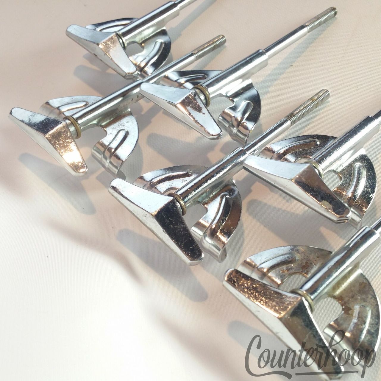 Pearl 6x Bass Drum Tension T-Rods+Claws Metric Japan Chrome 4 1/4" Vintage 60s* — main photograph