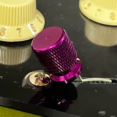 Kinnatone Purple Skirted knurled 3 or 5 way Blade style Switch Tip Knob For Strat or Tele Charvel,Jackson,PRS, Ibanez and more image 2