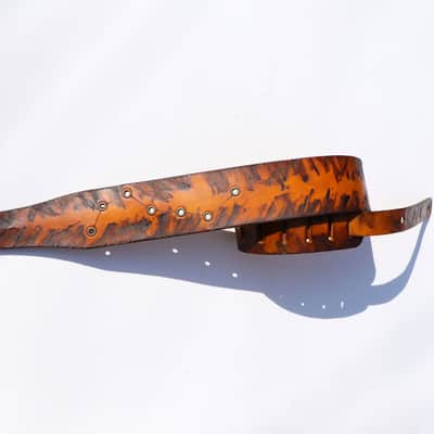 burnyblack distressed leather guitar strap - big dipper vintage/brown image 6