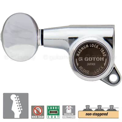 NEW Gotoh SG381-05 MGT 6 in Line NON-STAGGERED Locking Tuners LEFT-HANDED CHROME image 1