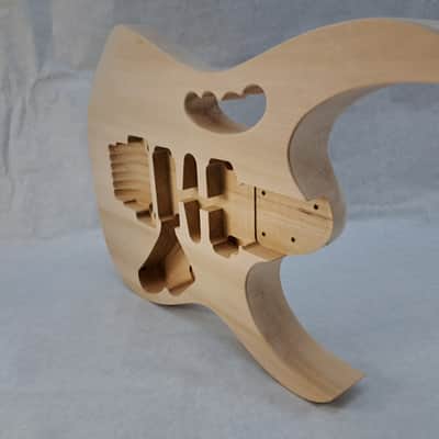 Unfinished 6 string Basswood JEM style guitar body, front route, HSH, AANJ -  B1 image 6