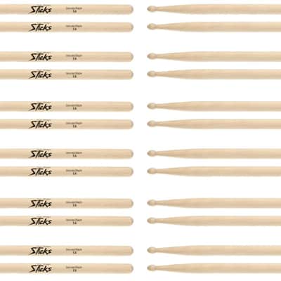 On-Stage Maple Drumsticks 12-pair - 5A - Wood Tip  Bundle with Dunlop PVP101 Guitar Pick Variety Pack - Light/Medium image 2