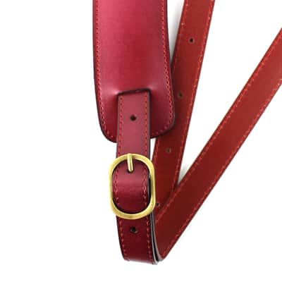 Walker & Williams C-18-BRD Bourbon Red Leather Vintage Slash Strap w/Deluxe Suede Pad Extra Long image 4