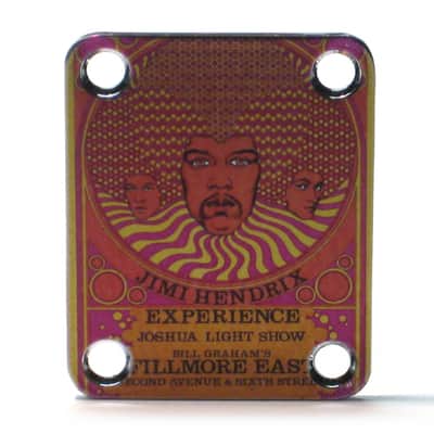 Custom Hendrix Filmore Guitar Graphic Color Image Neck Plate Fits Strat / Tele / Bass- USA MADE! image 2