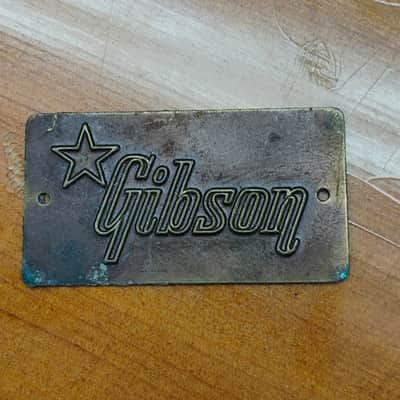 Gibson Logo case badge, bronze finish metal 50s/60s image 1
