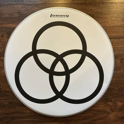Remo John Henry Bonham / Led Zeppelin 24" Smooth White "Holy Trinity" Bass Drum Head - Matt Black & White image 1