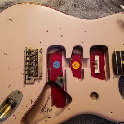 American Fender Stratocaster Standard Shell Pink Over Candy Apple CS Fat 50's image 23