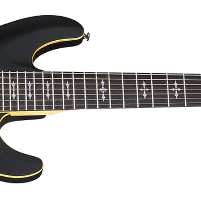 Schecter Demon-7 Electric Guitar - Aged Black Satin (3662) image 2