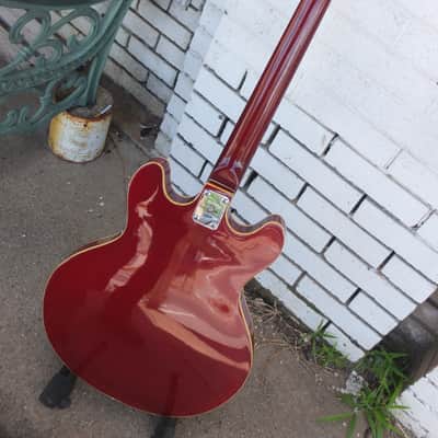 Crest 335 Style Semi-Hollow Electric Guitar 1970's - Cherry Red image 4
