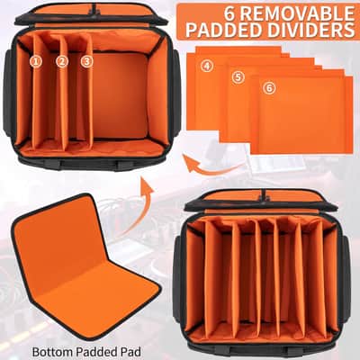 DJ Cable File Bag With Adjustable Dividers, Dj Gig Bag for Cables, Cords, DJ Gear, Sound Instrument and Accessories, Cable Organizer Bag 16L x 11W x 12H inch image 3