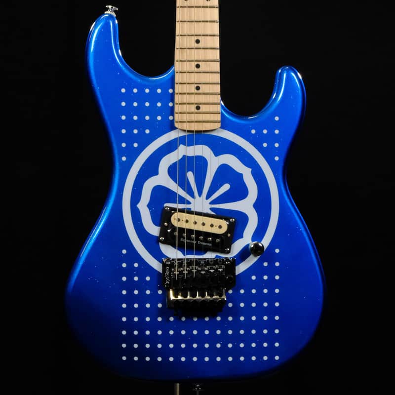 Used Kramer Baretta Custom Graphics "White Lotus" - White Lotus Candy Blue image 1