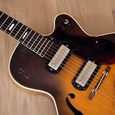 1957 Harmony H62 Vintage Archtop Electric Guitar Sunburst w/ Gibson P-13 Pickups, Case image 10