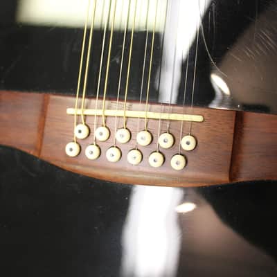 1999 Samick Artist Nightingale SW-260 12 String Black Dreadnought Acoustic Guitar image 11