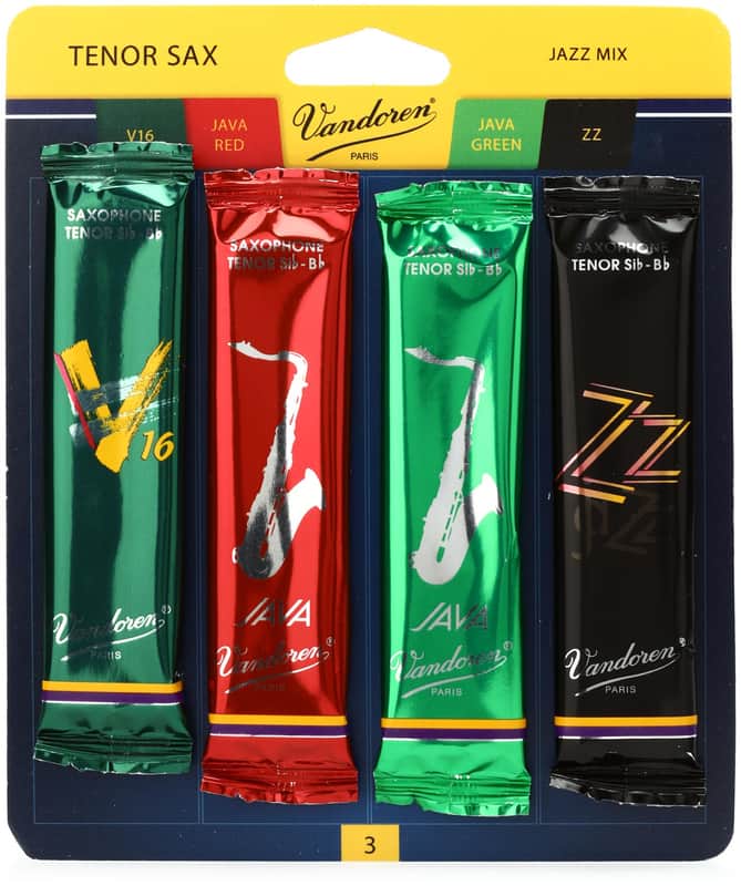 Vandoren SRMIXT3 - Jazz Mix Tenor Saxophone Reeds - 3.0 (4-pack) (2-pack) Bundle