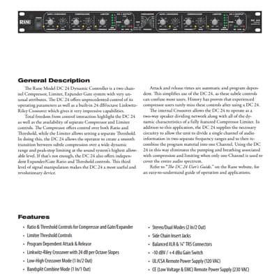 Rane DC24 Compressor/Limiter/Gate/Expander with Side Chain image 2
