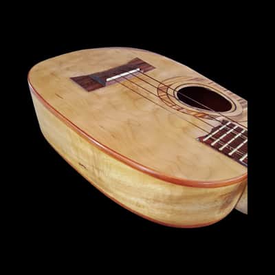 Solid Koa Pineapple with Flame Maple Top Tenor Ukulele with Hardwood Inlays SCJ-JH#135 image 7