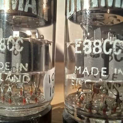 NOS 1974 MULLARD e88cc 6922 Mitcham Dimple DISC getter Special quality like CV2492 ecc88 6dj8 CCA perfectly balanced and very strong, gold pins best audio tube, for EMI redd 47 image 5