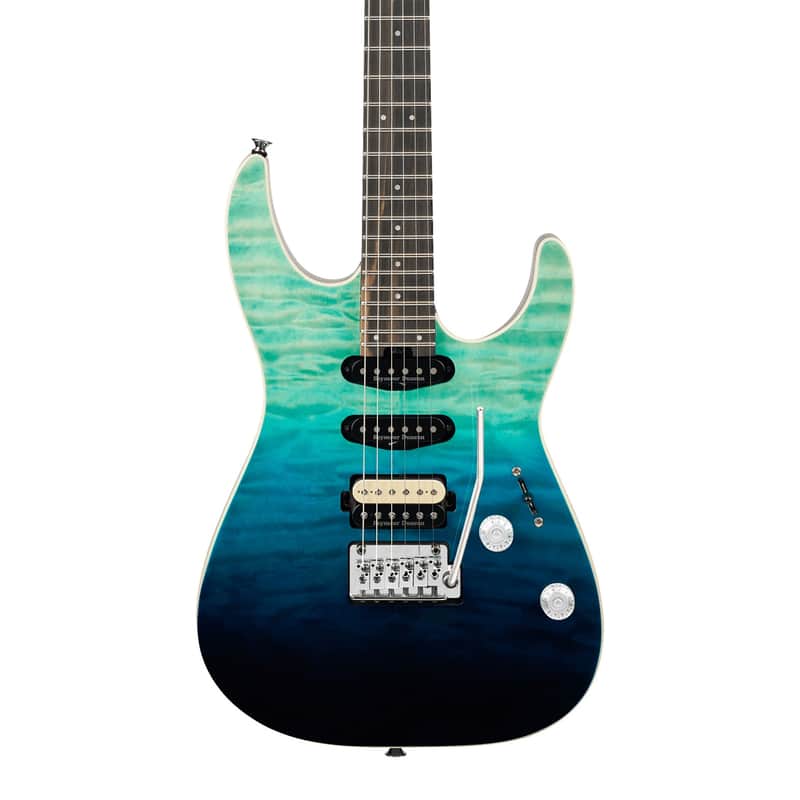Charvel Pro-Mod Plus Dinky DK24 HSS 2PT EB QM - Ebony Fingerboard, Blue Curacao image 1