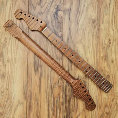 Left Handed Stratocaster Compatible Roasted Flame Maple Guitar Neck Satin image 2