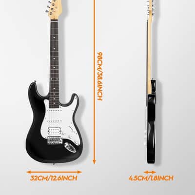 Electric Guitar Beginner Kit, Solid Body 39" Full Size Electric Guitar HSS Pick Up for Starter, with 10W Amp, Bag, Tuner, Capo, Strap, String,Cable, Picks image 2