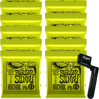 12 Sets of Ernie Ball 2221 Nickel Regular Slinky Electric Strings (10-46) w/ Free String Winder image 3